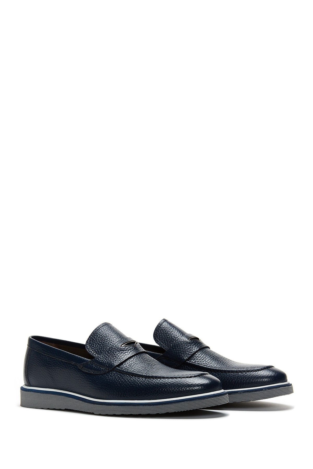 Erkek Lacivert Deri Casual Loafer