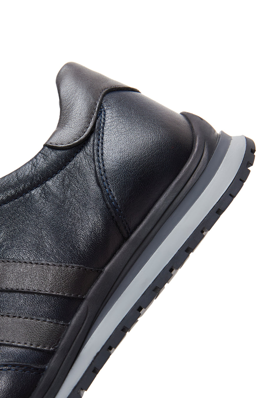 Men's Navy Blue Lace-Up Leather Sneaker