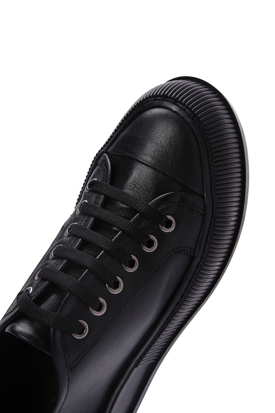 Kadın Siyah Deri Kalın Tabanlı Sneaker