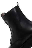 Women's Black Thick Sole Casual Zipper Leather Boots | Derimod