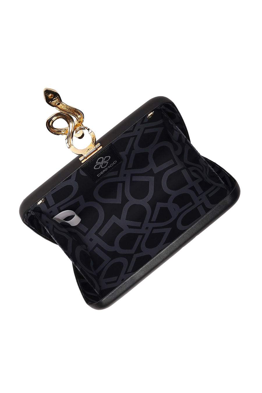 Woman Black Accessory-Detail Long Chain-Strap Mini Evening Clutch Bag