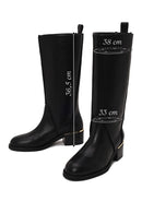 Woman Black Short Thick-Heeled Leather Boots | Derimod