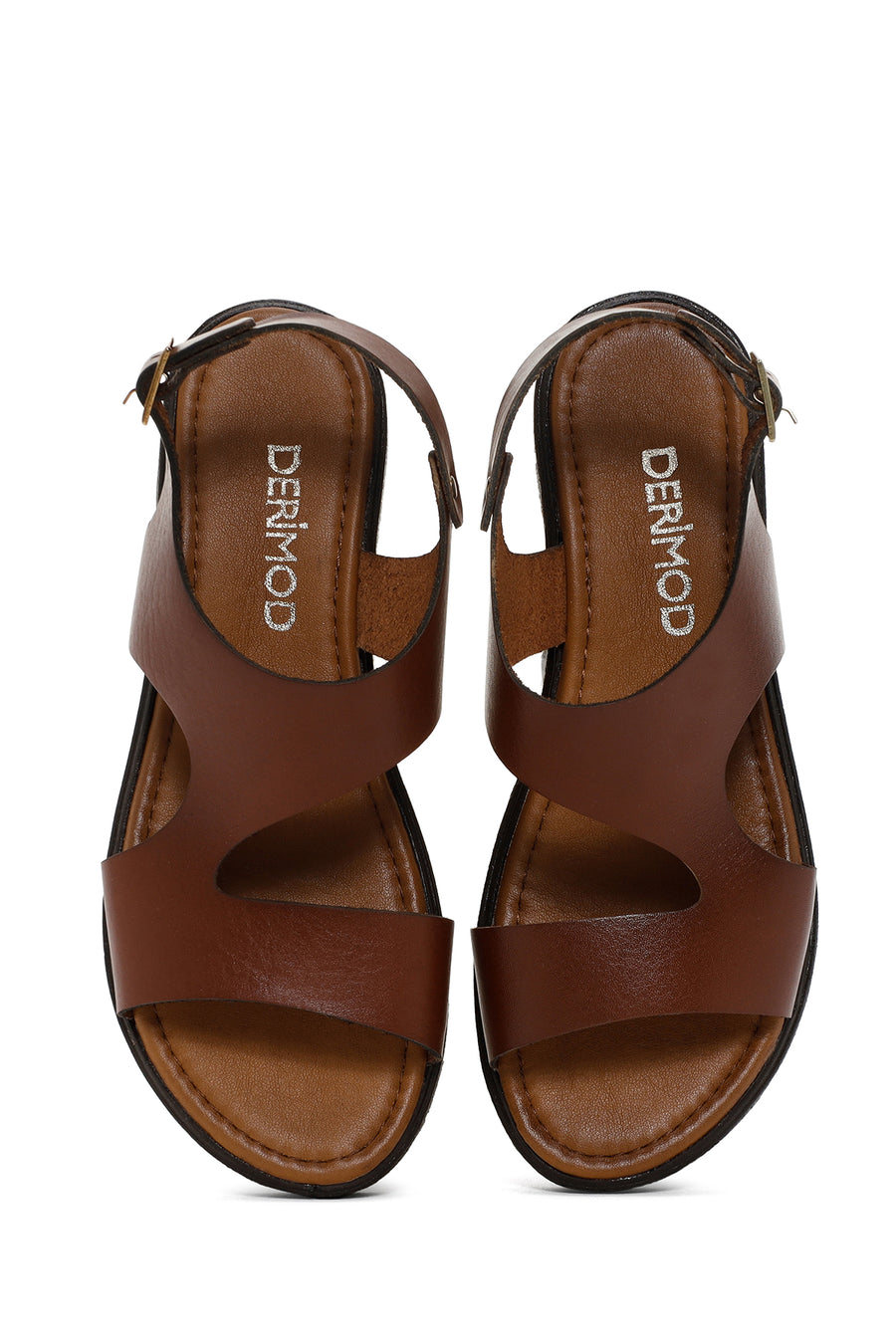 Women's Brown Ankle Strap Leather Sandals