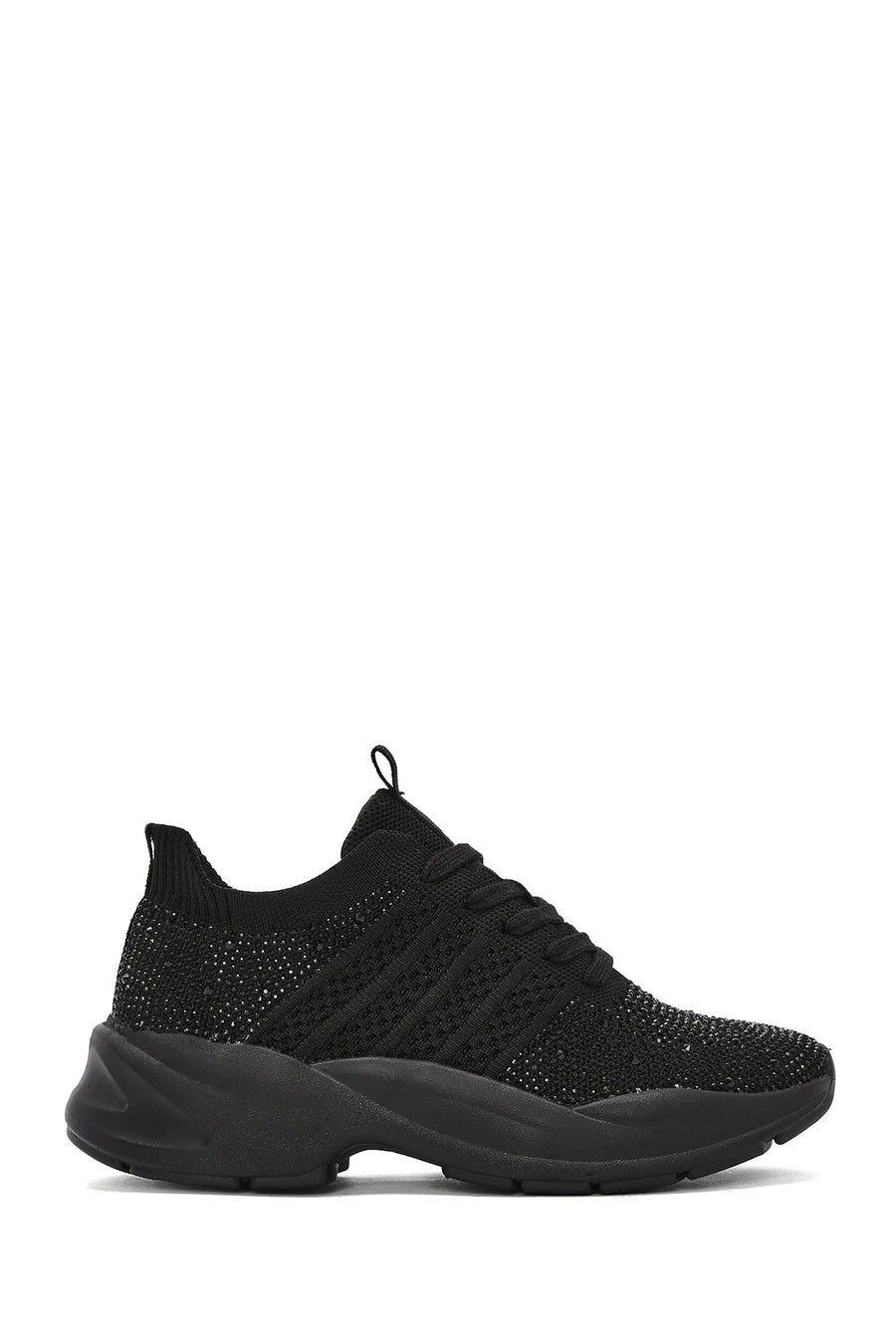Derimod Zero Women's Black Lace-Up Stone Fabric Sneakers 25SFD43156F | Derimod