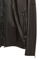 Musiala Male Black Slim-Fit Leather Jacket | Derimod