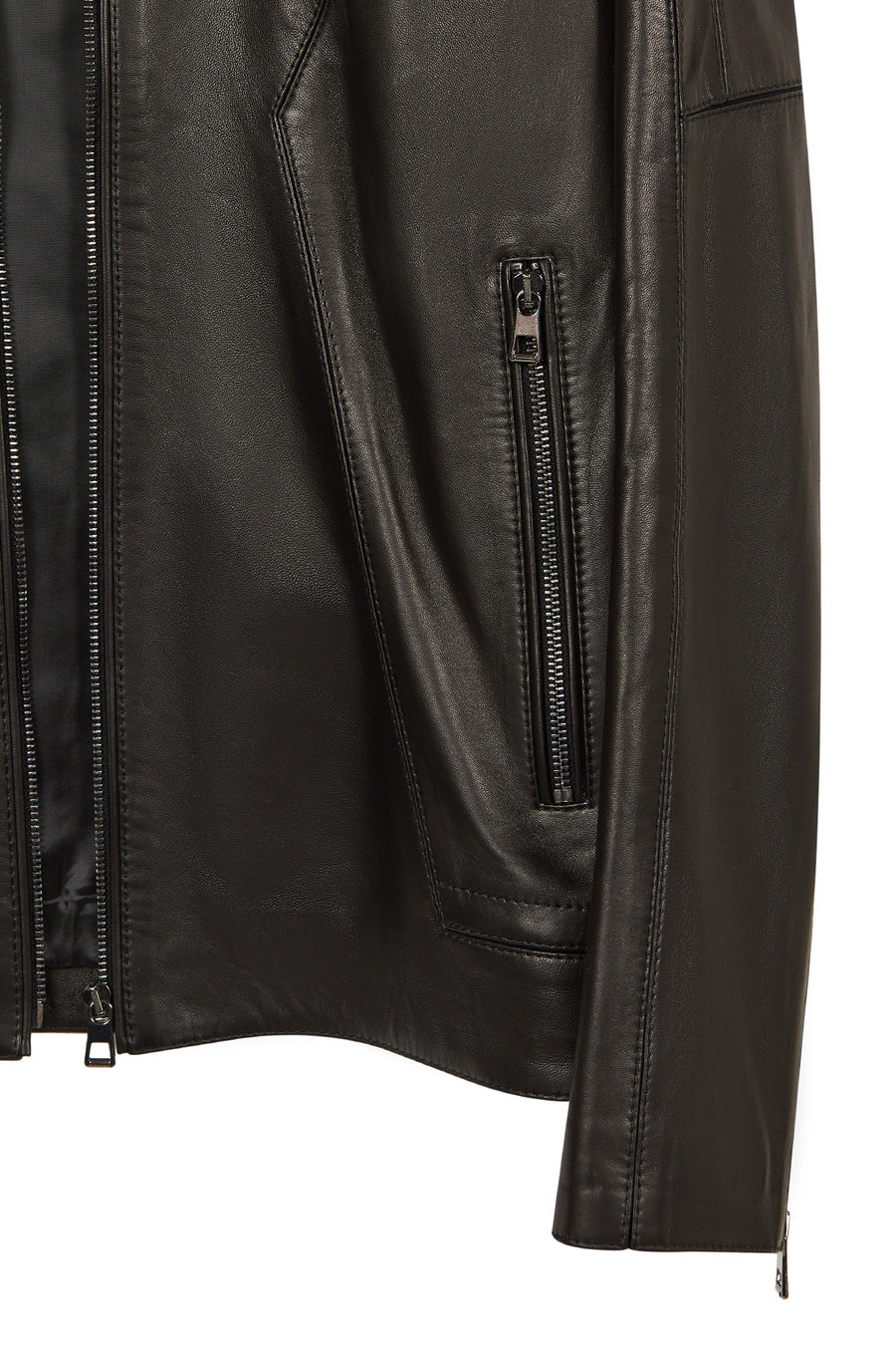 Musiala Male Black Slim-Fit Leather Jacket