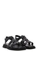 Women's Black Ankle Strap Leather Comfort Sandals | Derimod