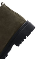 Men's Khaki Zippered Suede Leather Boots | Derimod