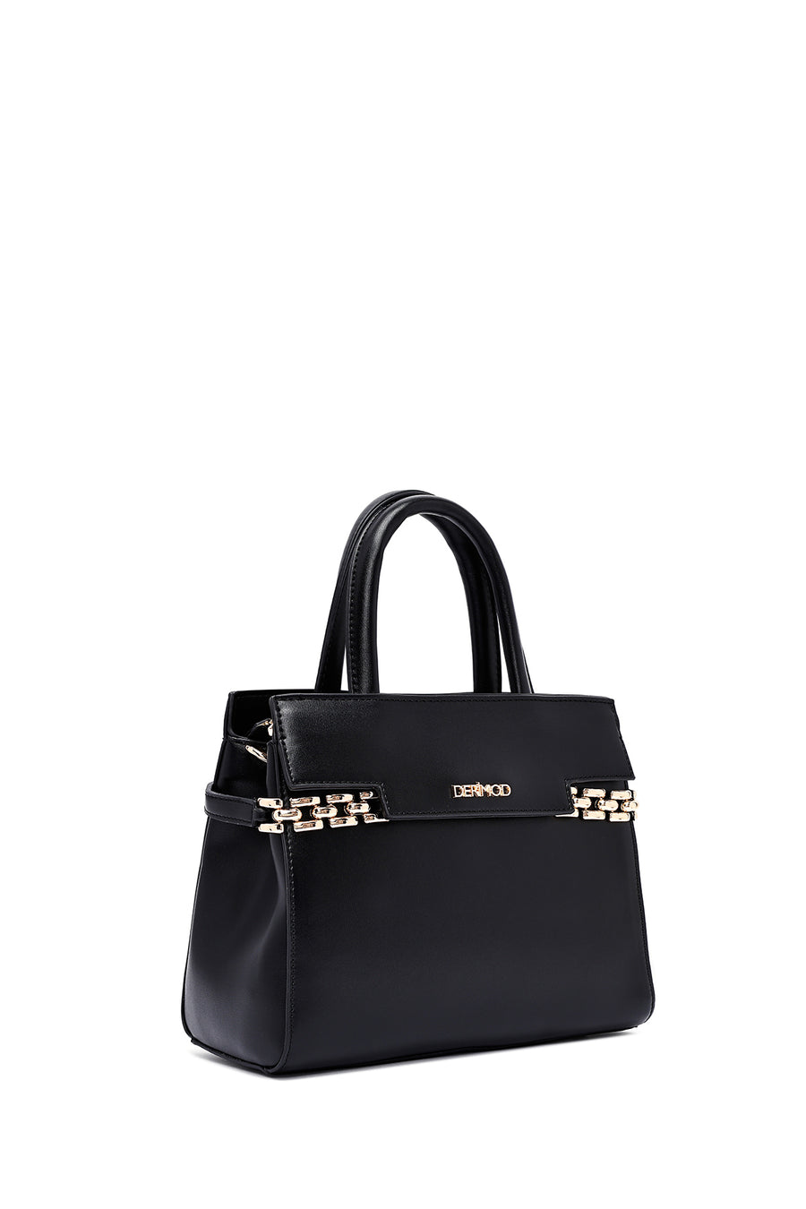 Women's Black Long Strap Chain Detailed Handbag