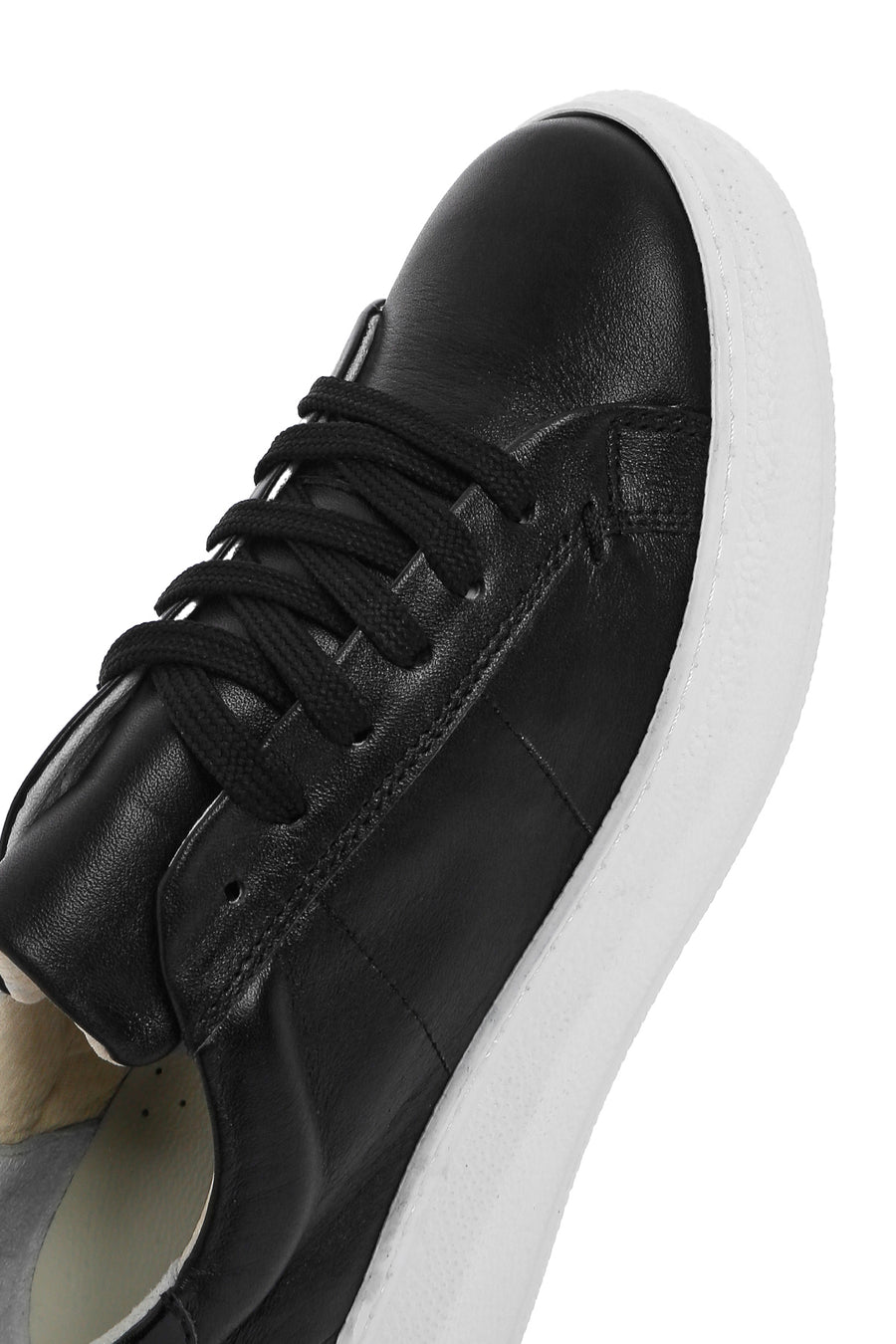 Women's Black Lace-Up Leather Sneaker