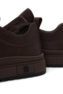 Erkek Kahverengi Bağcıklı Deri Sneaker | Derimod