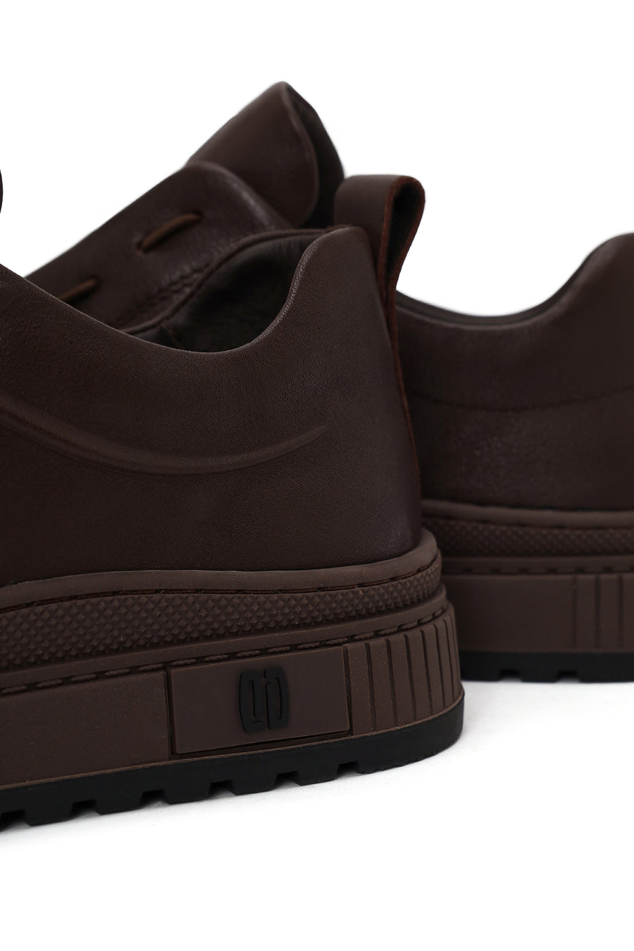 Erkek Kahverengi Bağcıklı Deri Sneaker