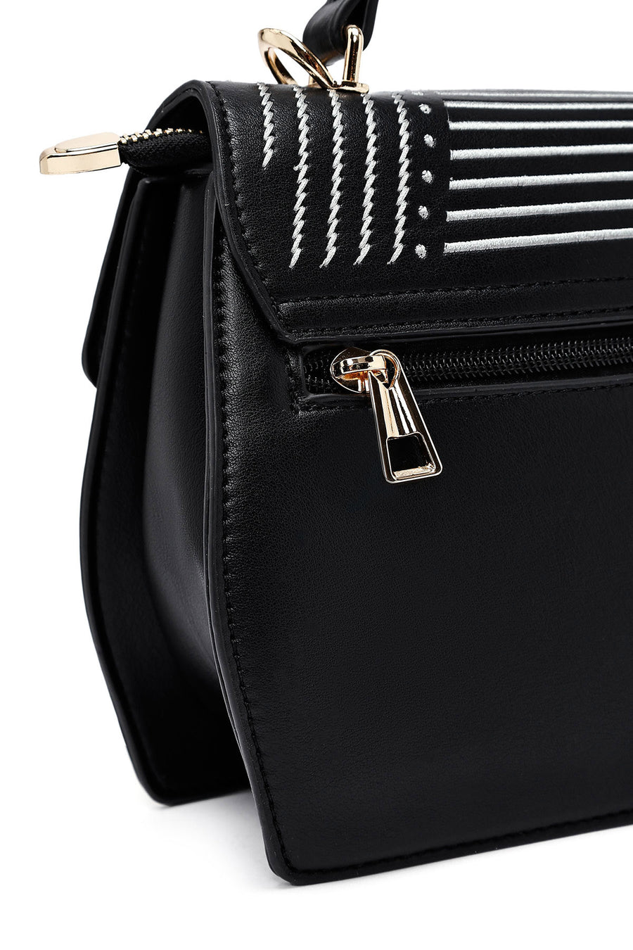 Women's Black Printed Long Shoulder Bag