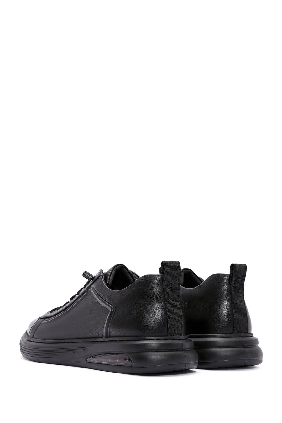 Men's Black Lace-up Leather Sneaker
