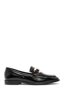 Women's Black Buckle Detailed Leather Masculine Loafer | Derimod