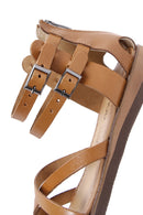 Women's Tan Flip-Flop Leather Bodrum Sandals | Derimod