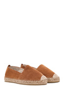 Women's Tan Suede Leather Espadrille | Derimod