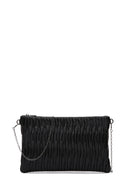 Women's Black Chain Strap Patterned Clutch Bag | Derimod