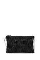 Woman Black Chain-Strap Patterned Clutch Bag | Derimod