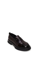 Male Burgundy Chunky-Soled Leather Loafer | Derimod