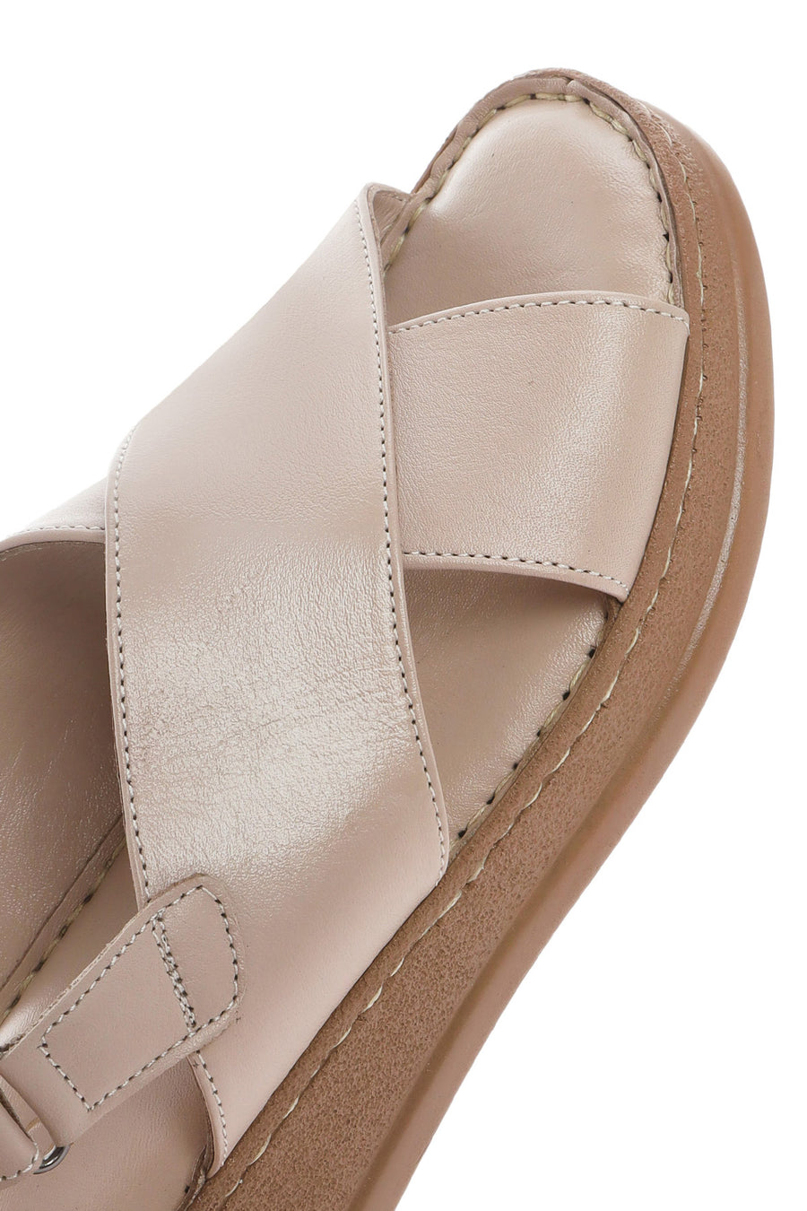 Women's Mink Strapped Thick Soled Leather Comfort Sandals