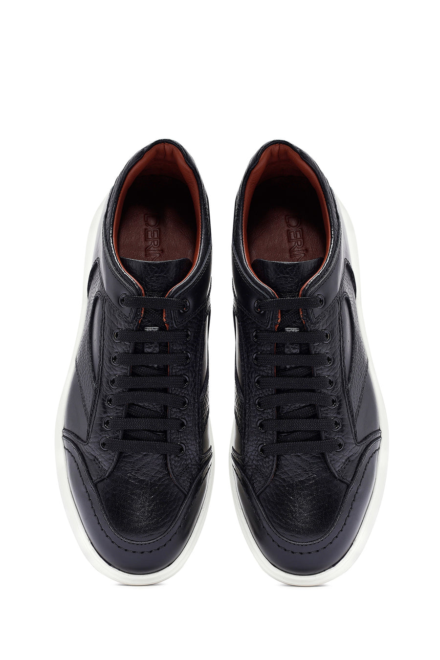 Men's Black Lace-up Leather Sneaker