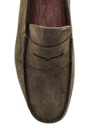 Erkek Haki Deri Süet Casual Loafer | Derimod