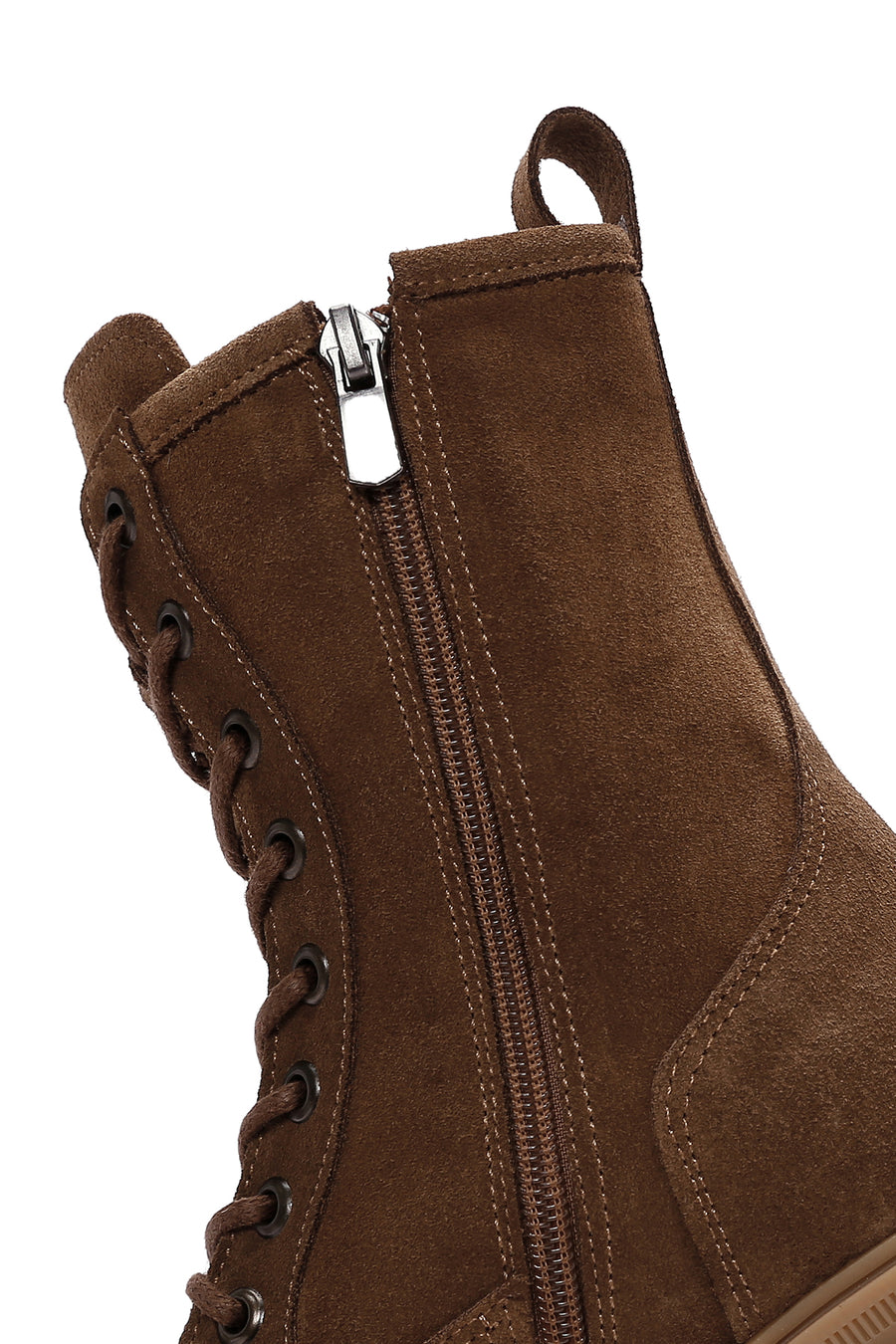 Women's Tan Thick Soled Zippered Suede Leather Boots