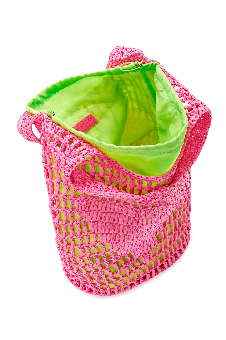 Women's Pink Straw Shoulder Bag