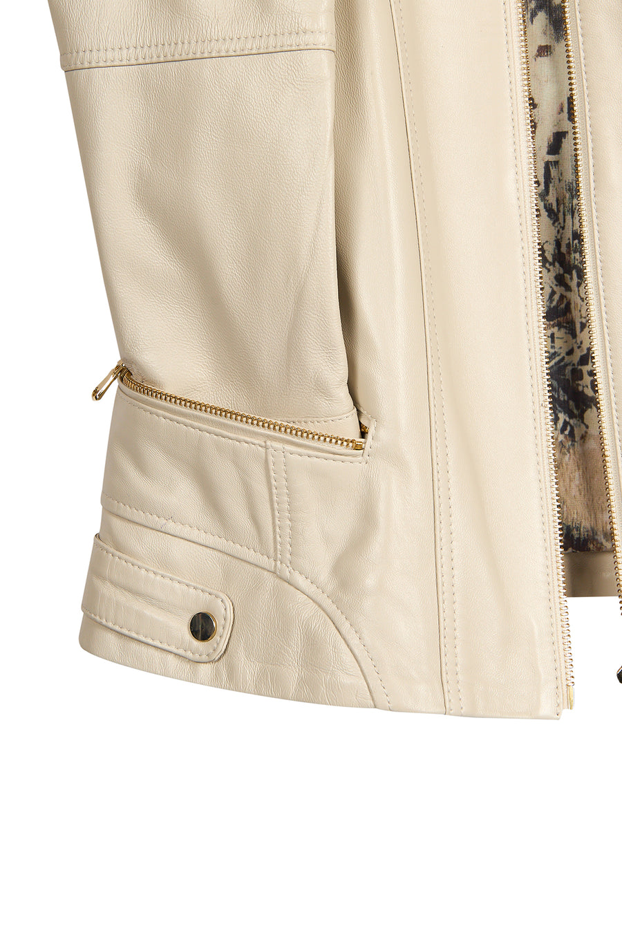 Donna Women's Beige Short Leather Jacket