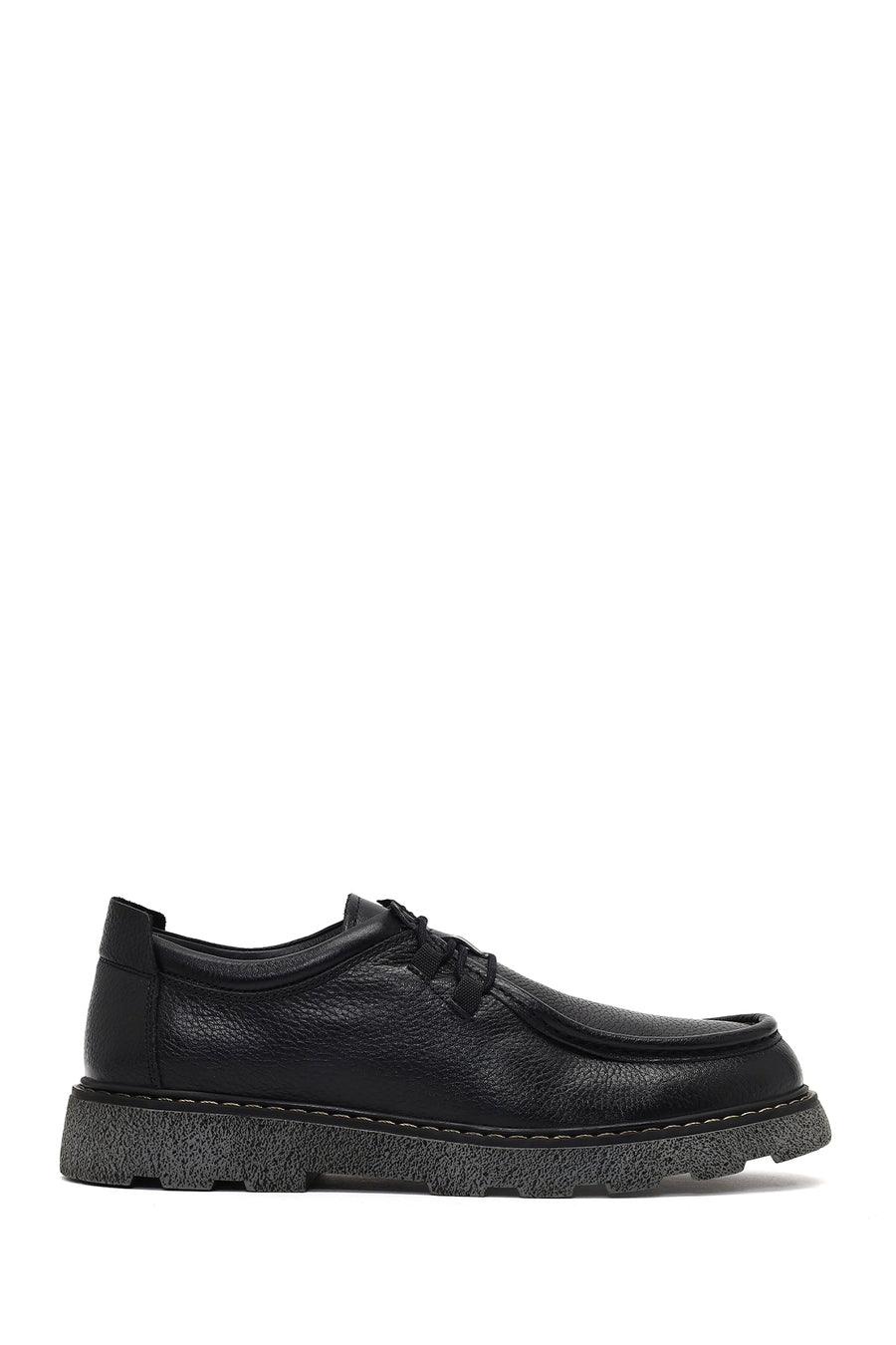 Male Black Lace-Up Thick-Soled Leather Casual Shoes WM620006DF | Derimod