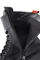 Harley Davidson Women's Black Dearie Lace-Up Zipper Detail Leather Combat Boots | Derimod