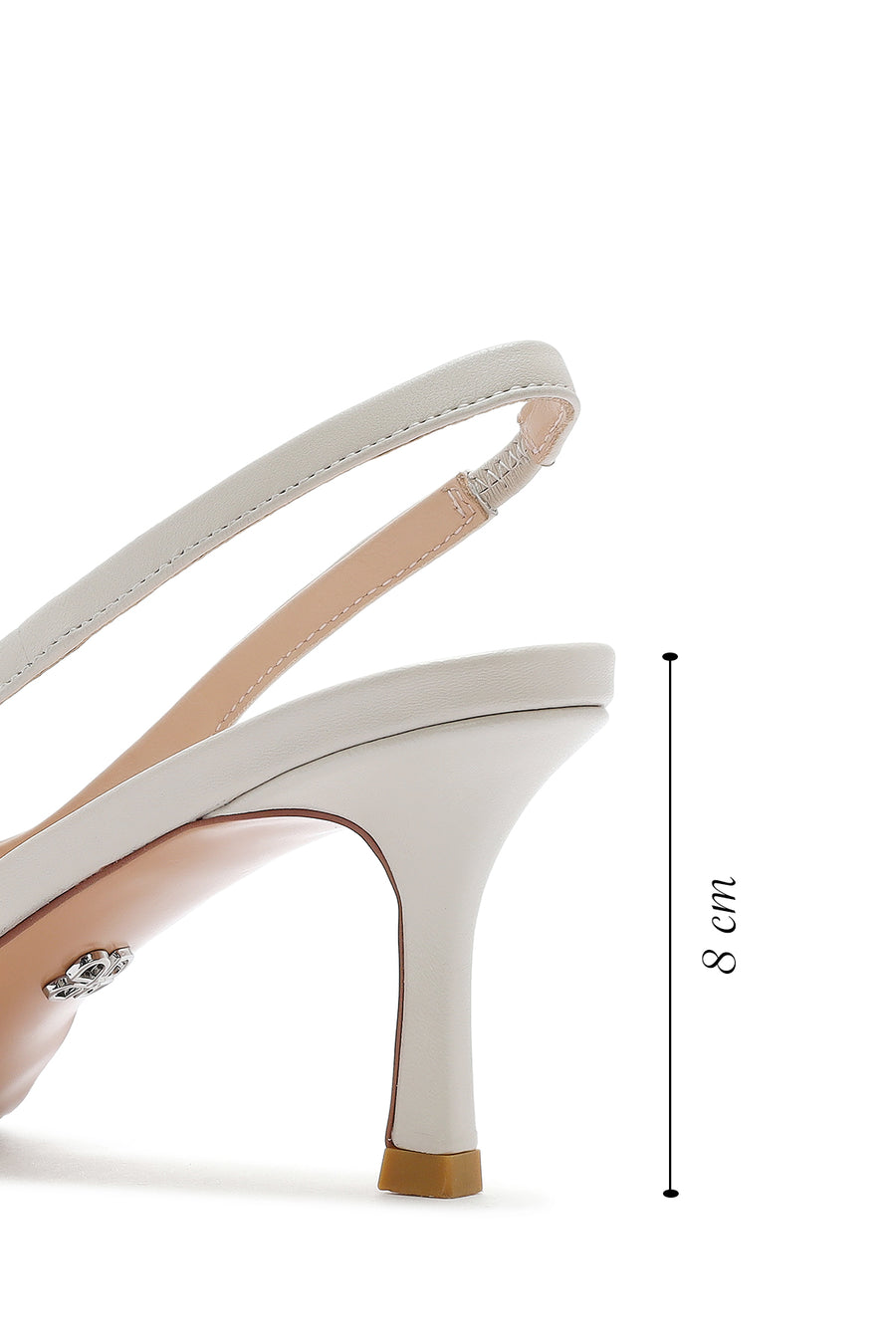 Women's Cream Open Back Leather High Heel Shoes