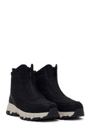 Woman Black Zip Closure Thick-Soled Fabric Boots | Derimod