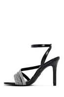 Women's Black Ankle Strap Stone Heeled Sandals | Derimod