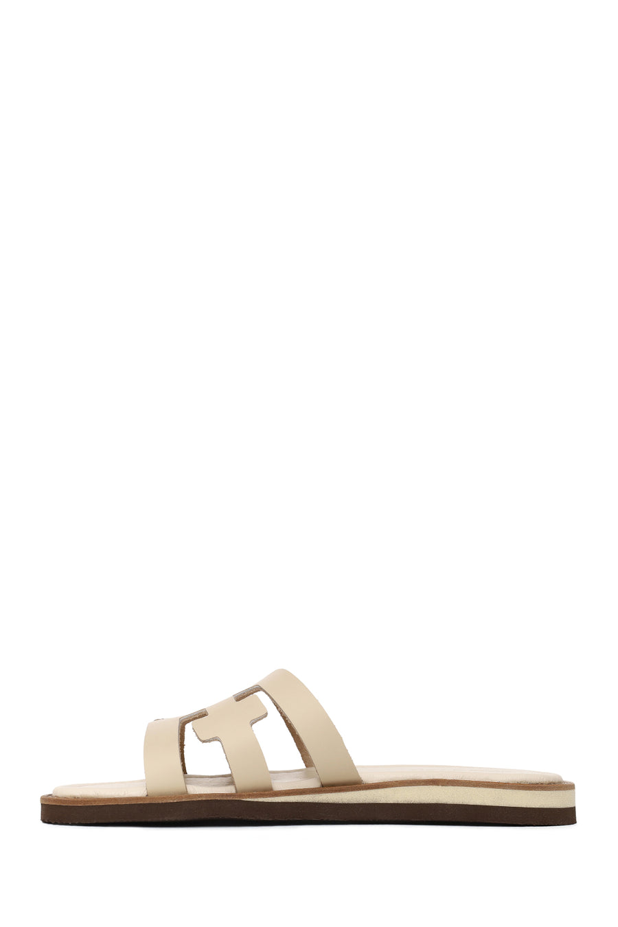 Women's Beige Leather Slippers