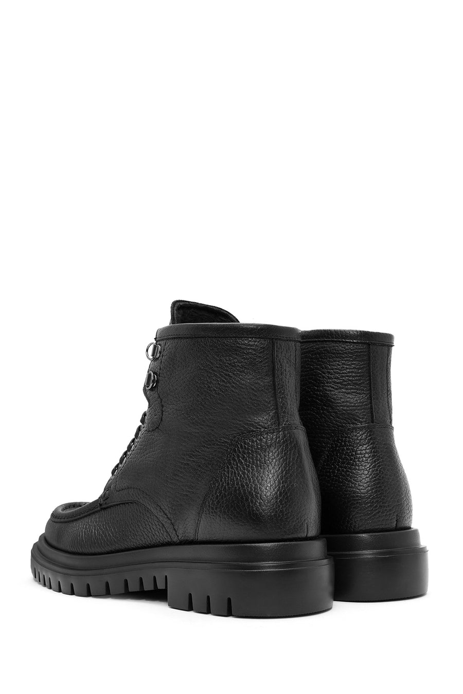 Men's Black Lace-Up Leather Combat Boots