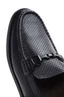 Men's Black Leather Printed Loafer | Derimod