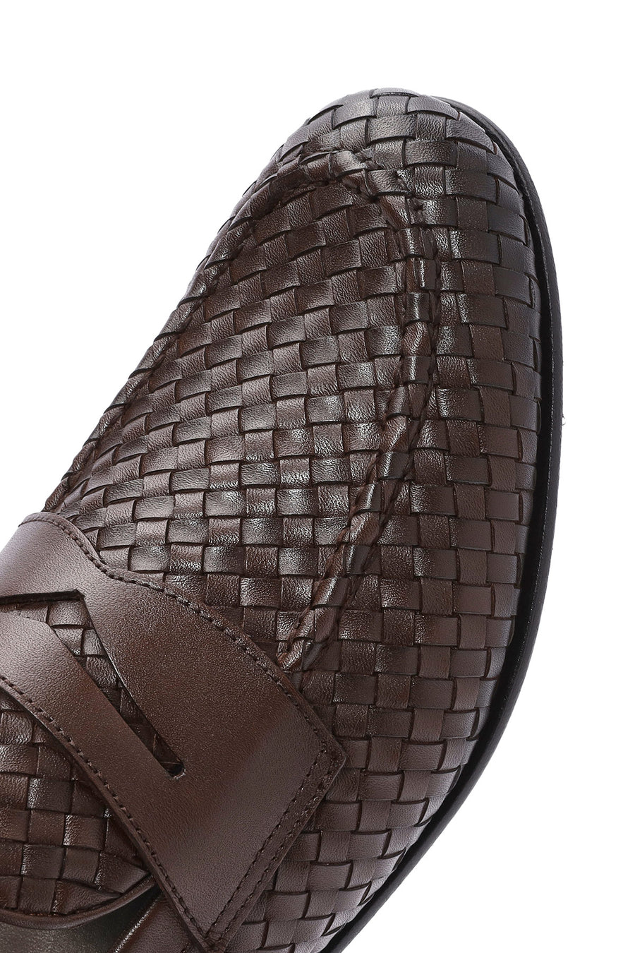 Men's Brown Knit Leather Classic Loafers