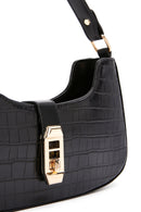 Women's Black Long Strap Crocodile Patterned Shoulder Bag | Derimod