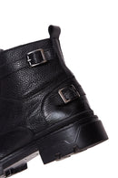 Men's Black Leather Zippered Boots | Derimod