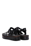 Women's Black Leather Comfort Sandals | Derimod