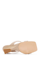 Women's Beige Medium Heeled Slippers | Derimod