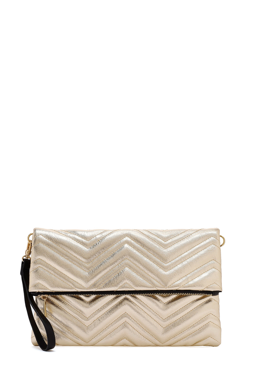 Women's Gold Long Chain Strap Quilted Clutch Bag