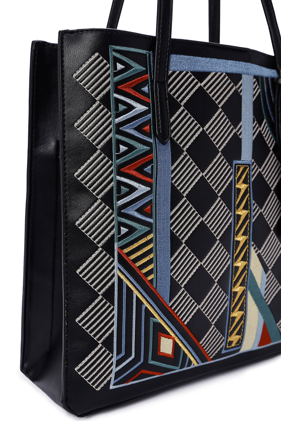 Women's Black Patterned Long Strap Shoulder Bag