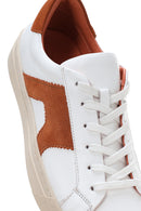 Men's White Orange Suede Detailed Leather Sneaker | Derimod