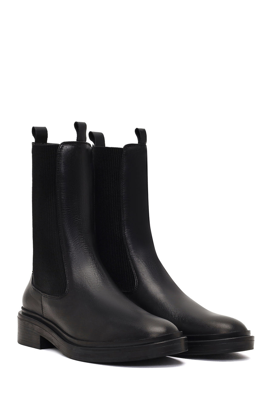Woman Black Leather Chelsea Boots