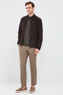 Clint Men's Brown Suede Double-Sided Leather Jacket | Derimod