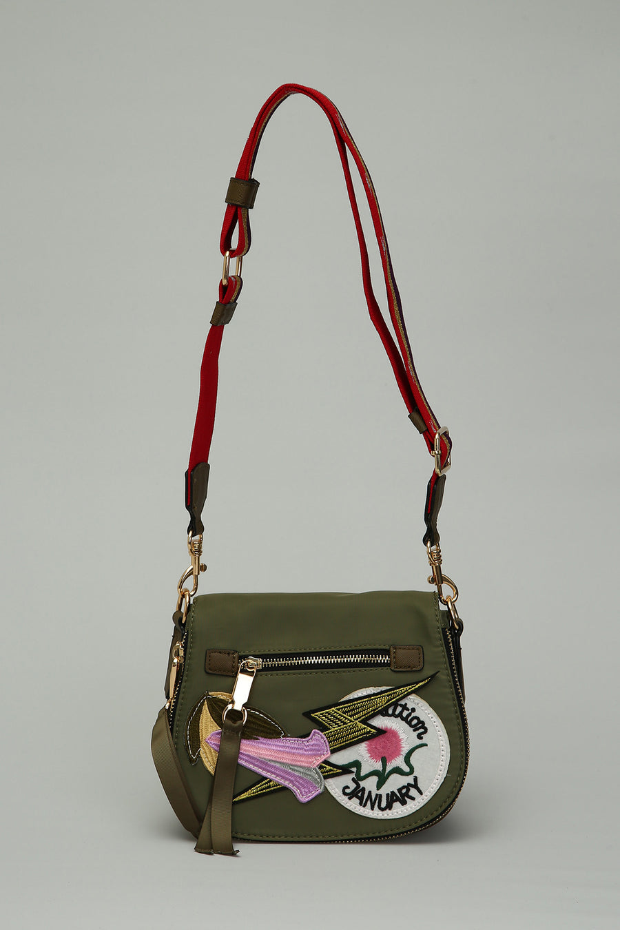 Green Fabric Women's Crossbody Bag