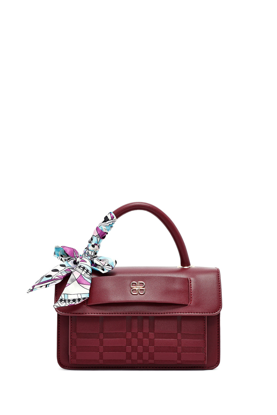 Woman Burgundy Long-Strap Printed Crossbody Bag